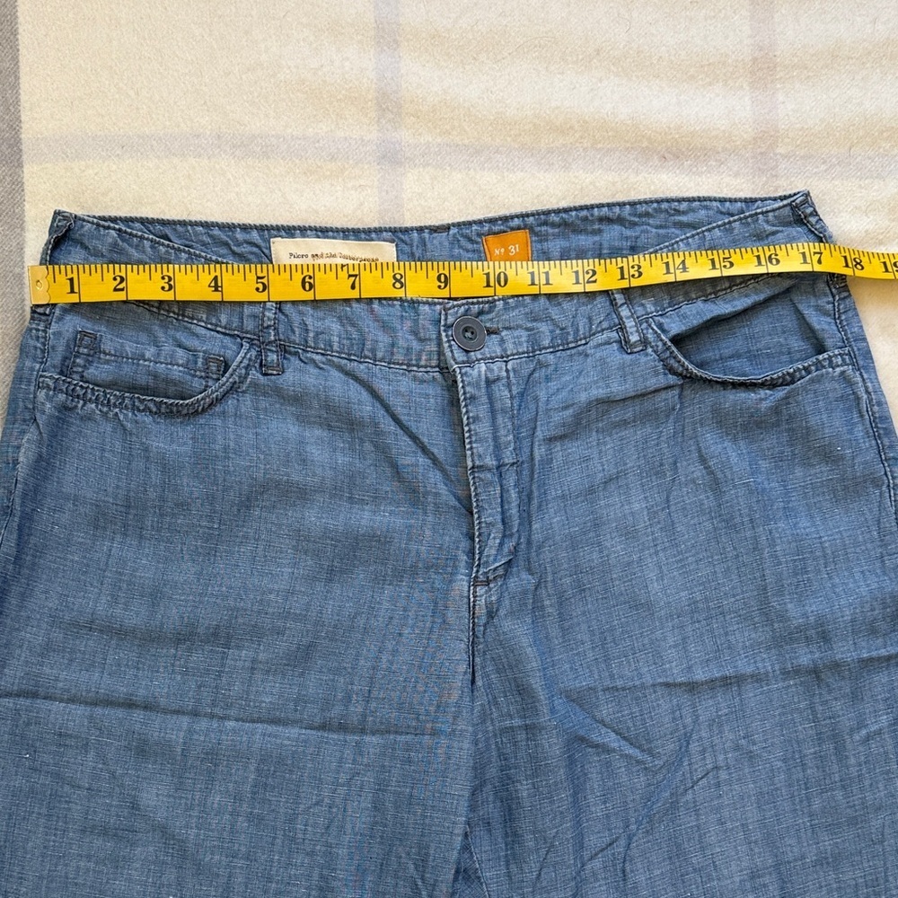 Pilcro Blue Tencel Linen Wide Leg Chambray Pants - Picture 11 of 14
